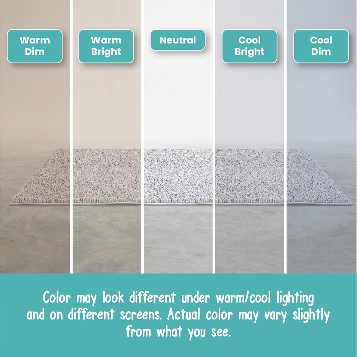 Standard 24"X21" U-Shaped Non-Slip Shaggy Chenille Toilet Contour Bathroom Rug with Water Absorbent, White