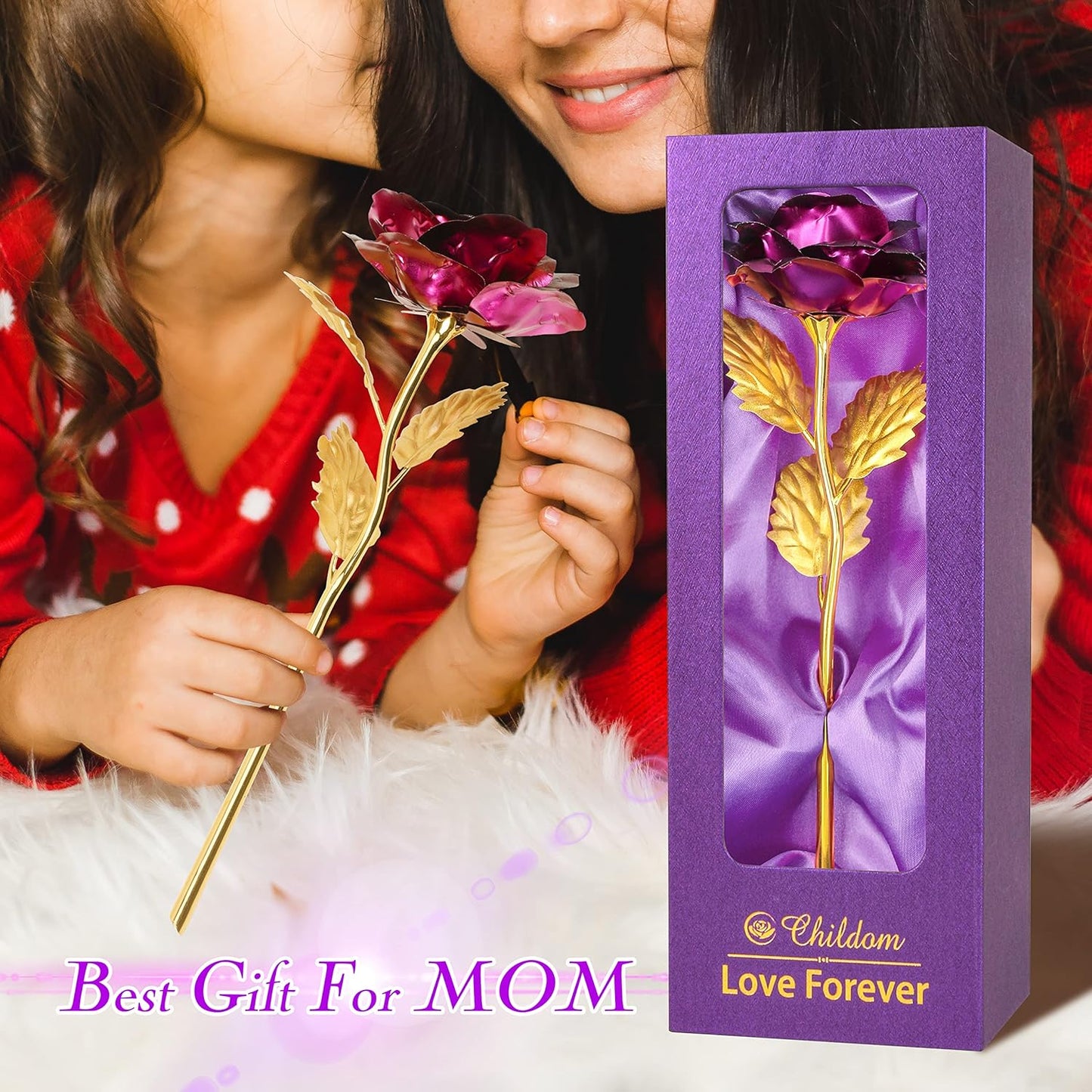 Mothers Day Rose Gifts for Mom,Birthday Gifts for Women,Mothers Day Flowers Gifts for Mom from Daughter Son,Purple Artificial Flowers Gift for Her,Wife,Grandma,Christmas,Valentines,Anniversary