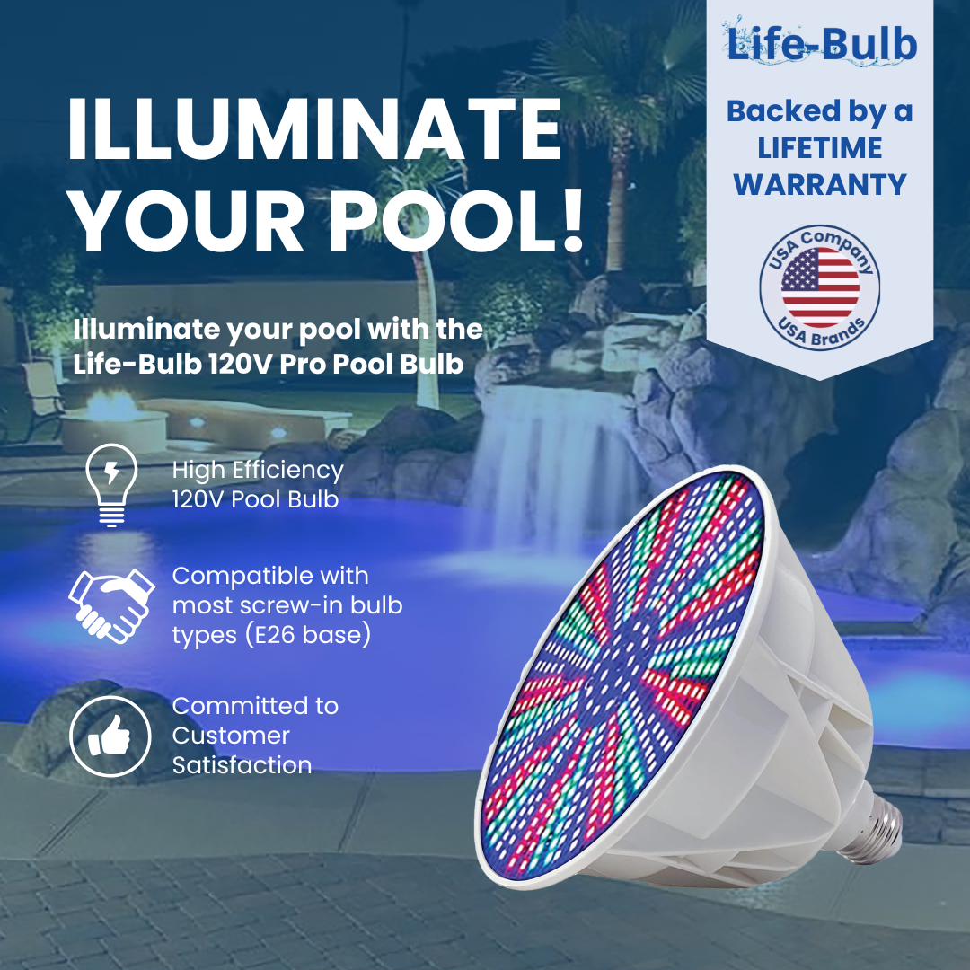 Life-Bulb PRO Color LED Pool Bulb (E26 Base) | Replaces Pentair Amerlite &amp; Hayward AstroLite (120V / 40W) | Lifetime Replacement Program