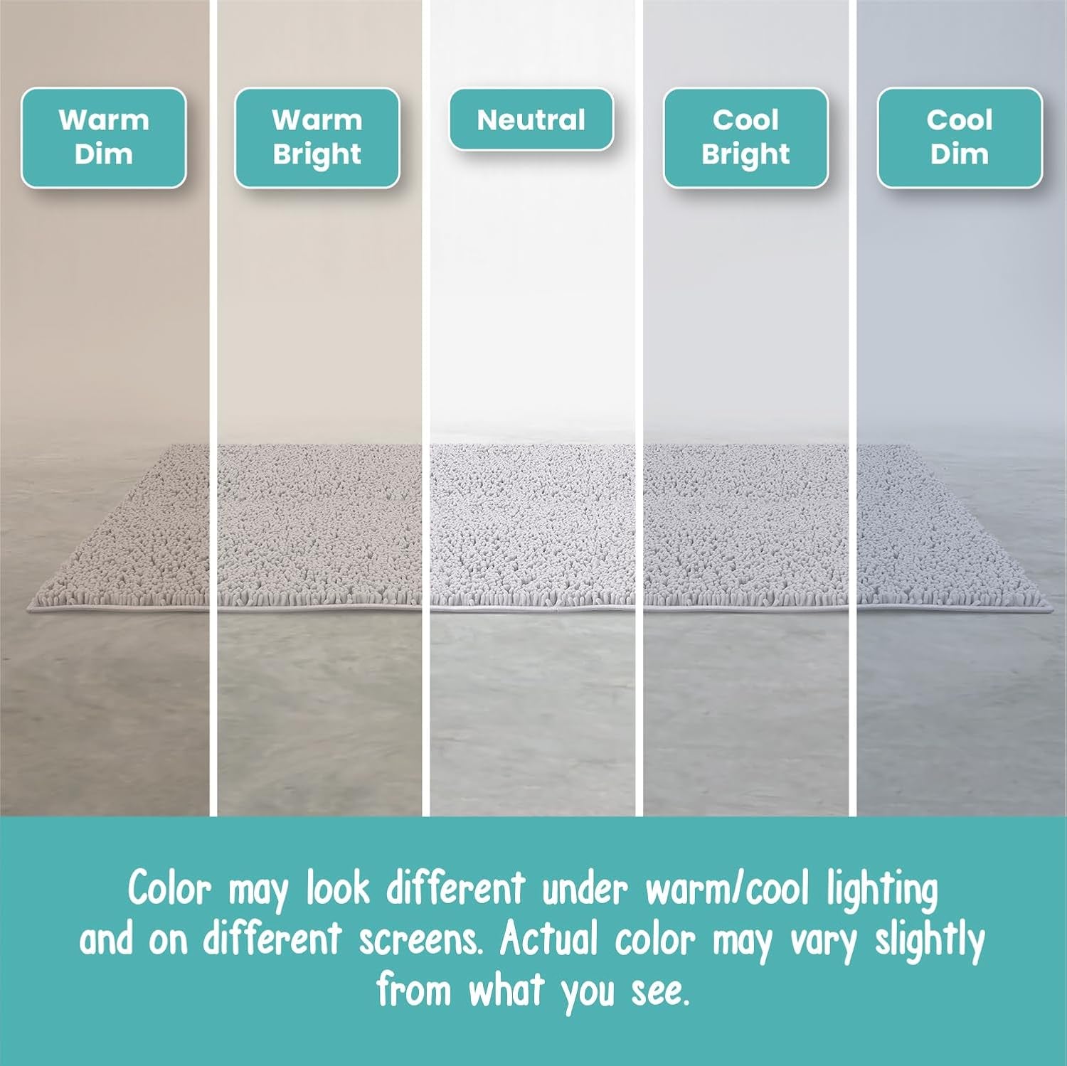 Standard 24"X21" U-Shaped Non-Slip Shaggy Chenille Toilet Contour Bathroom Rug with Water Absorbent, White