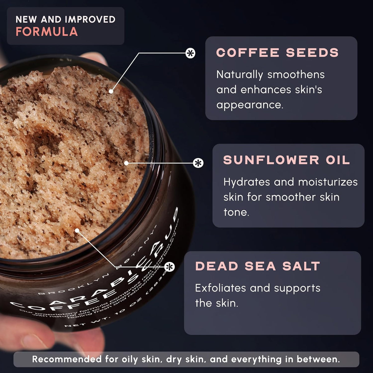 Arabica Coffee Body Scrub - Moisturizing and Exfoliating for Body, Face, Hand, Foot - Fights Stretch Marks, Fine Lines, Wrinkles - Great Gifts for Women &amp; Men - 10 Oz