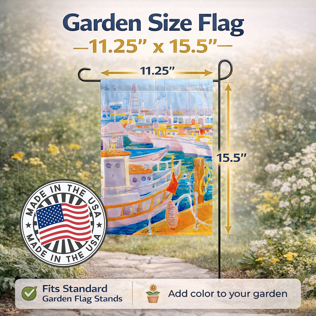 Shirmp Boats Garden Flag Mailbox Decorative Yard Banner Outside Patio Artwork for Flower Beds, Garden Size, Multicolor