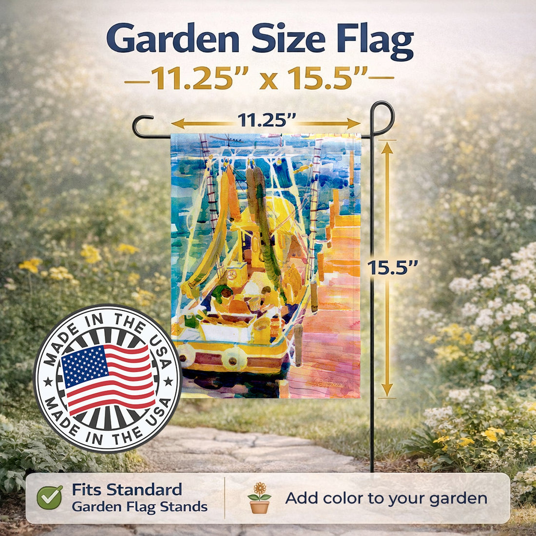 Shrimp Boats Garden Flag Mailbox Decorative Yard Banner Outside Patio Artwork for Flower Beds, Garden Size, Multicolor