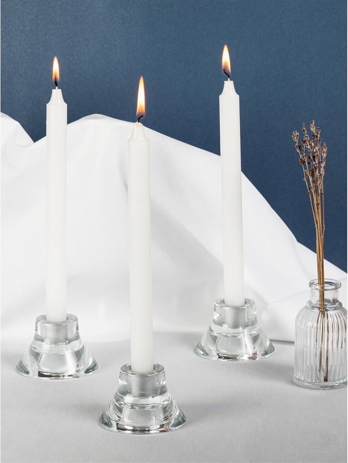 White Taper Candles Pack of 4 - Slow Burning Dripless Unscented Straight Candles 10 Inch - Ideal for Dinner Table - Smokeless Long Candlesticks