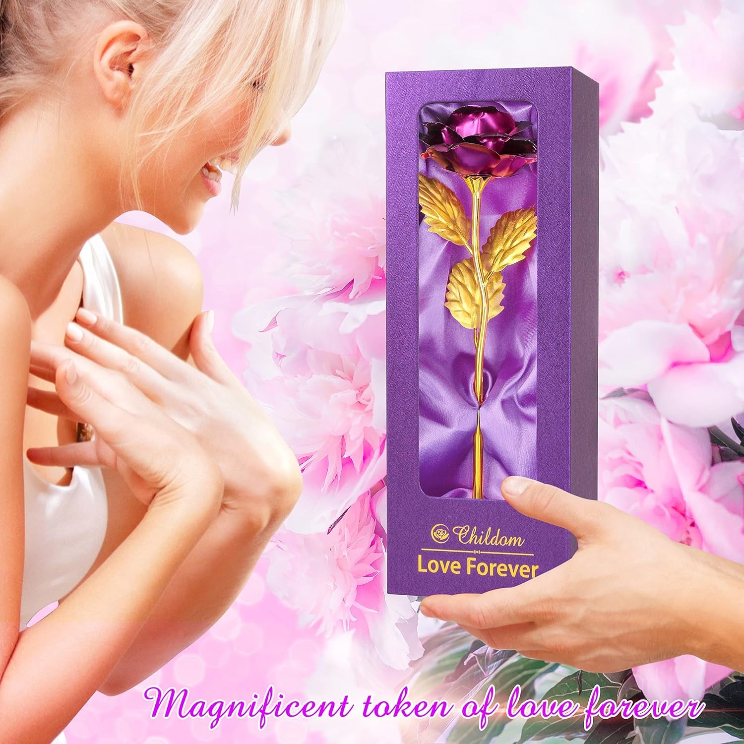 Mothers Day Rose Gifts for Mom,Birthday Gifts for Women,Mothers Day Flowers Gifts for Mom from Daughter Son,Purple Artificial Flowers Gift for Her,Wife,Grandma,Christmas,Valentines,Anniversary