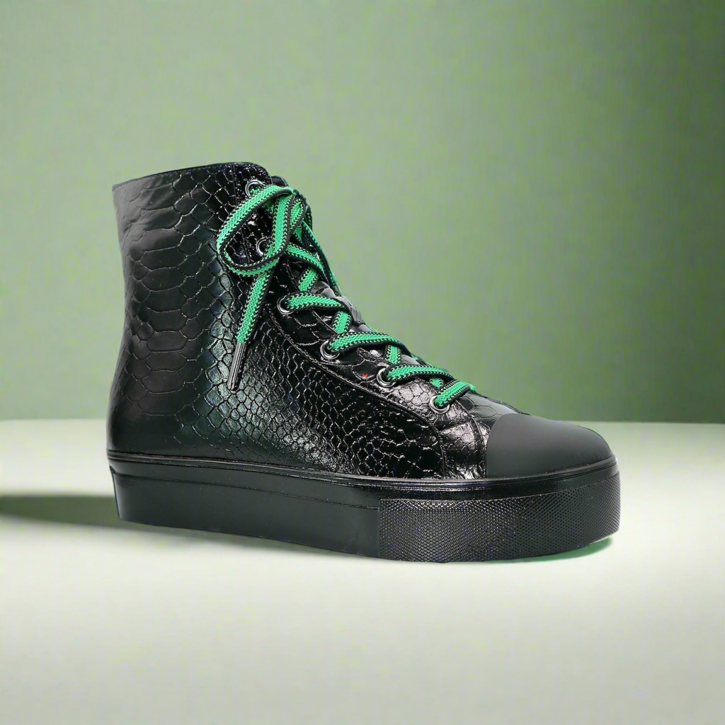 Michaela V Lucra Women's Black Italian Leather Sneakers
