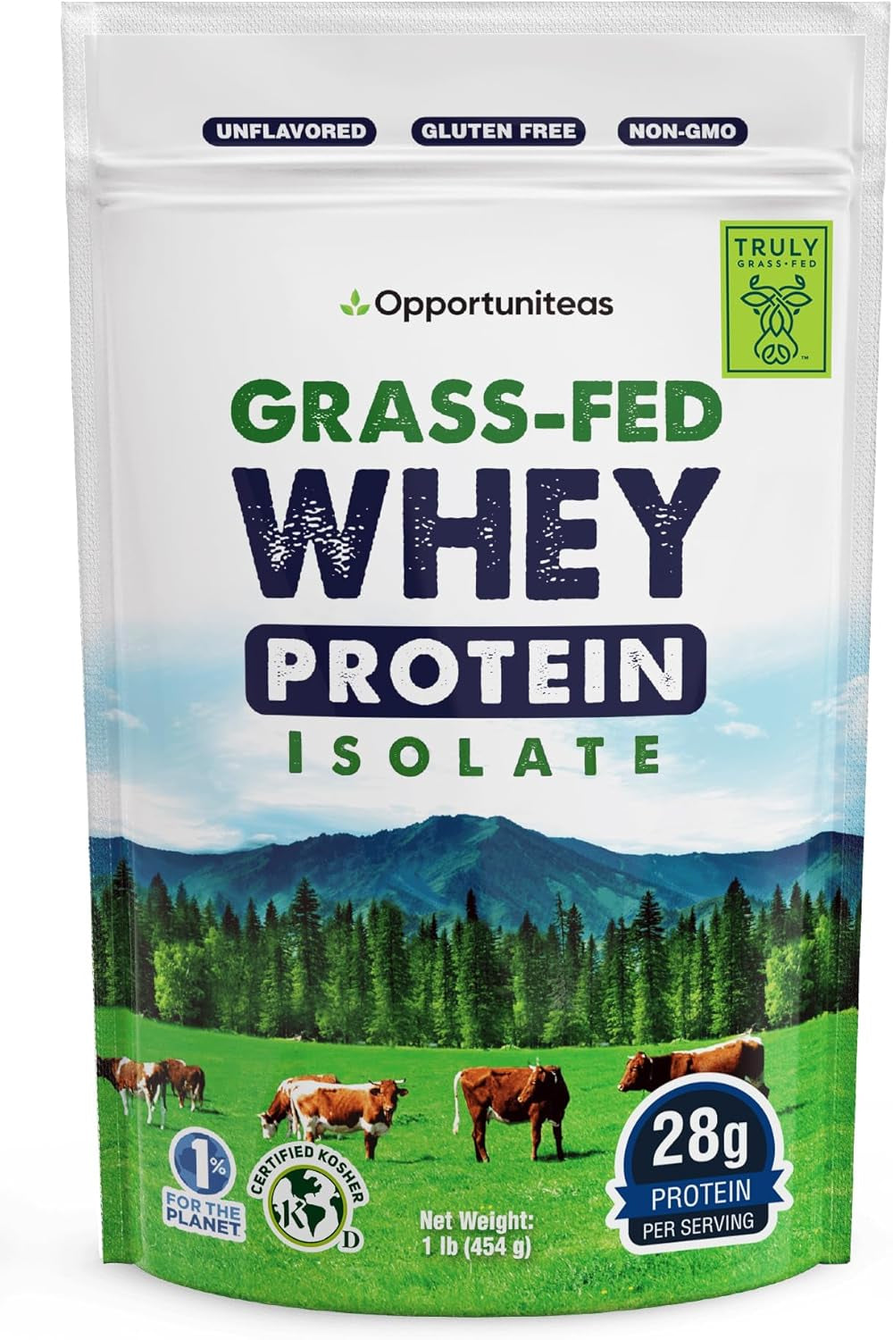 Grass Fed Whey Isolate Protein Powder – Unflavored, Heavy-Metal Tested, 28G Protein, Sourced from Ireland, Hormone-Free, Non-Gmo, Packaged in USA – 1Lb