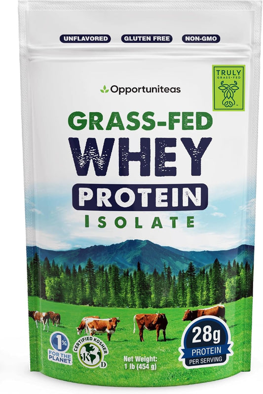 Grass Fed Whey Isolate Protein Powder – Unflavored, Heavy-Metal Tested, 28G Protein, Sourced from Ireland, Hormone-Free, Non-Gmo, Packaged in USA – 1Lb