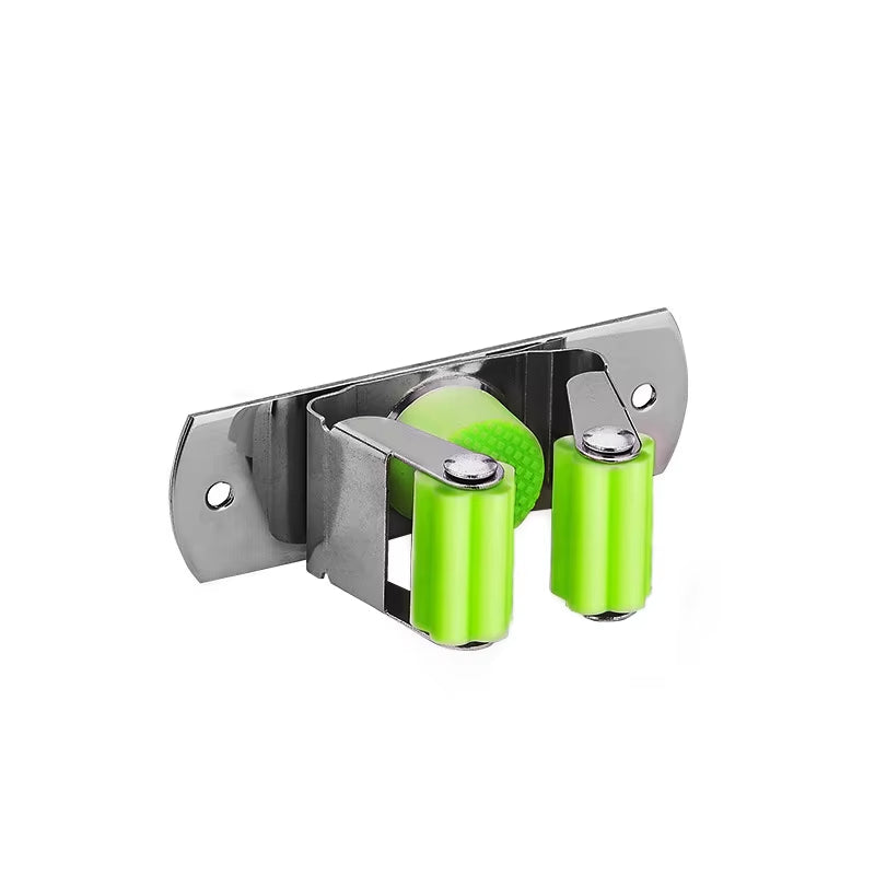 GripLock™ Stainless Steel Wall Mount Mop &amp; Broom Holder – Space-Saving Hook for Kitchen &amp; Bathroom Organization